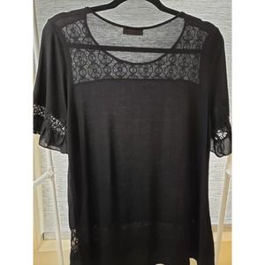 Lavish Blouse in Black size L Lace Top Piece. Whimsigoth, Goth, Dark Croquette